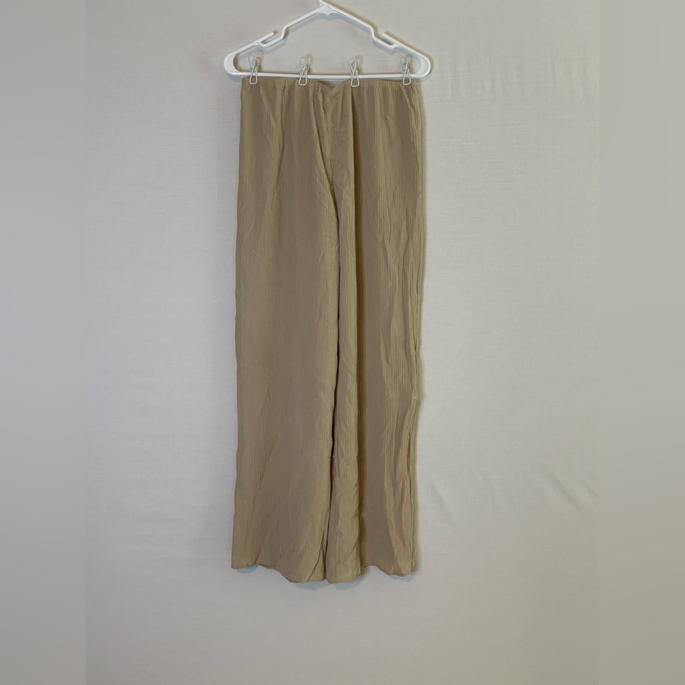 Tan Wide Leg Pants with Relaxed Fit